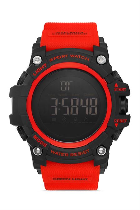 KIRMIZI SİLİKON ERKEK KOL SAATİ 